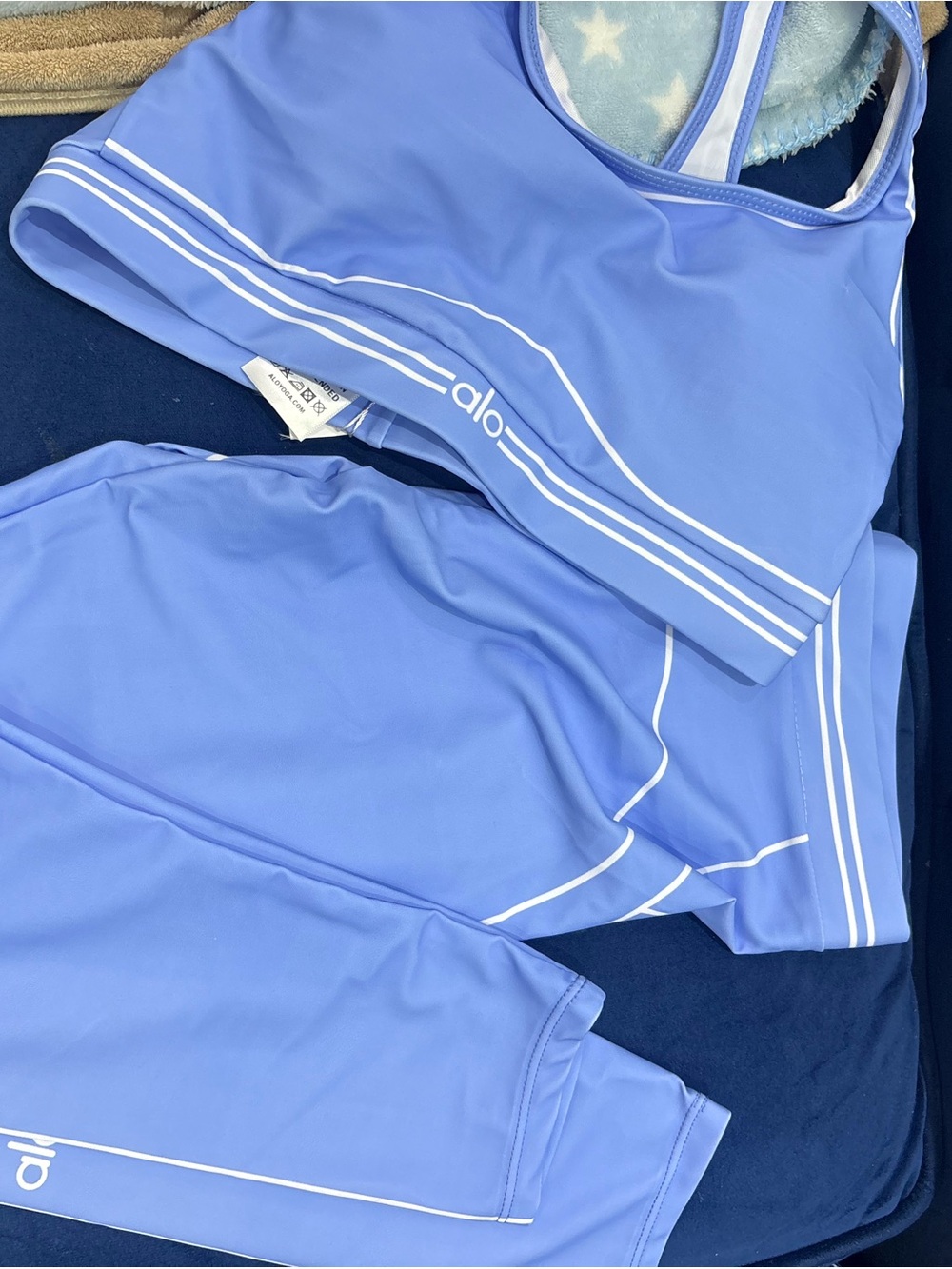 Source Unknown Periwinkle Blue Striped Women's Pajama Set